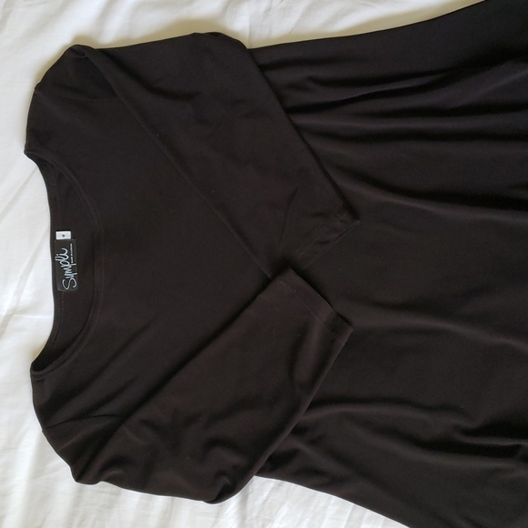 Sympli Stretch Jersey Knit Long Length Tunic Top, 3/4 Sleeve, Dark Brown, Size 4 - Picture 4 of 9
